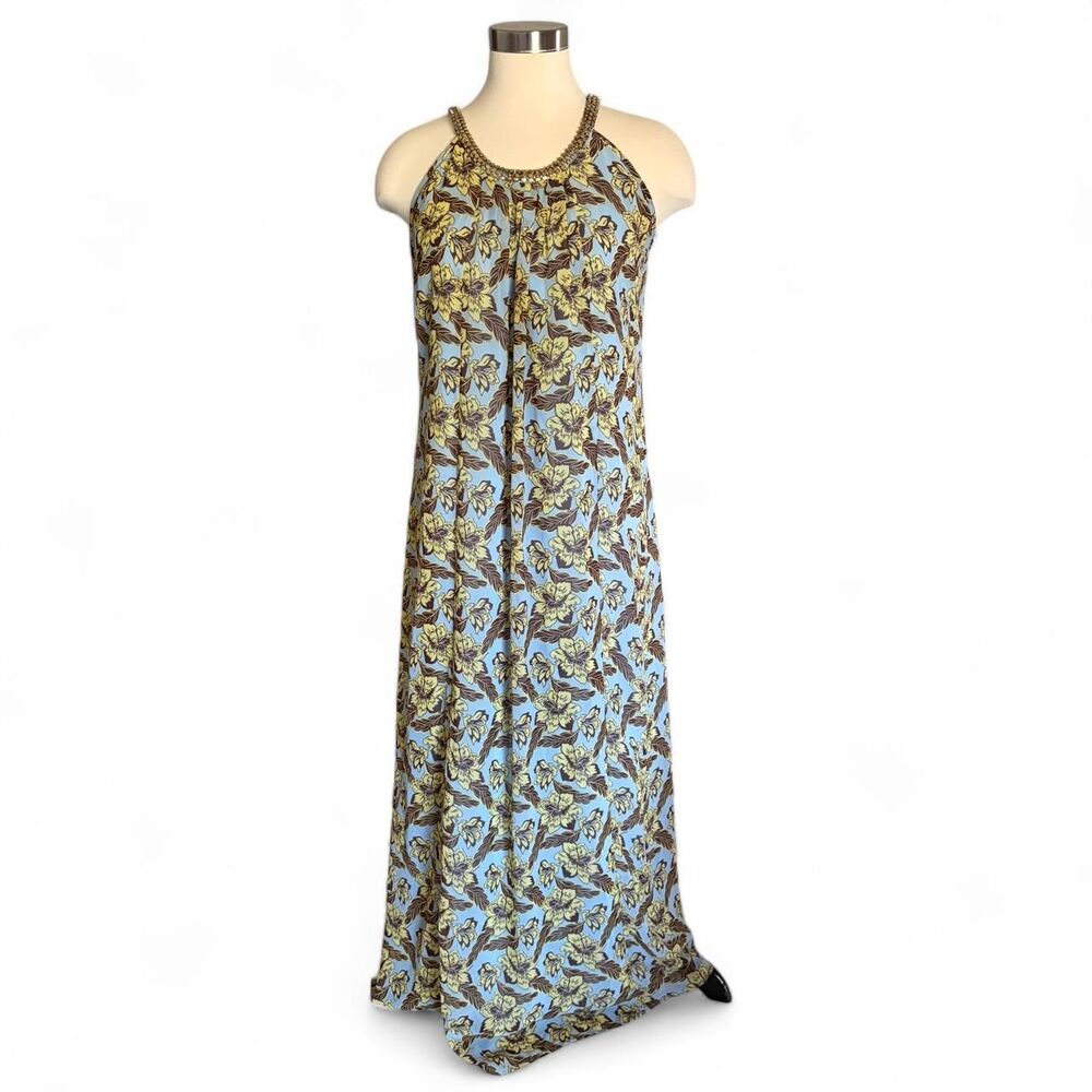 C boutique Blue &‎ yellow floral maxi dress  Medium